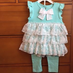Baby Starters teal lace outfit